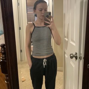 Black and white striped tank top.